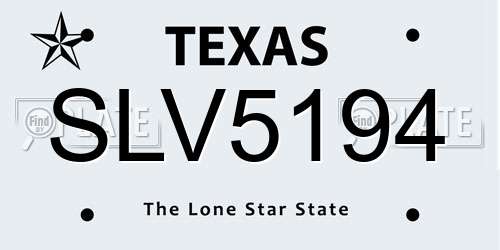 SLV5194 Texas License Plate