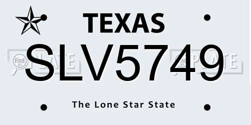 SLV5749 Texas License Plate