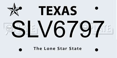 SLV6797 Texas License Plate