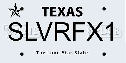 SLVRFX1 Texas License Plate