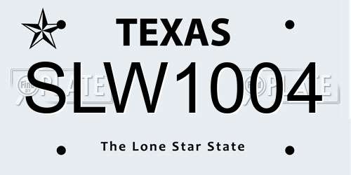 SLW1004 Texas License Plate