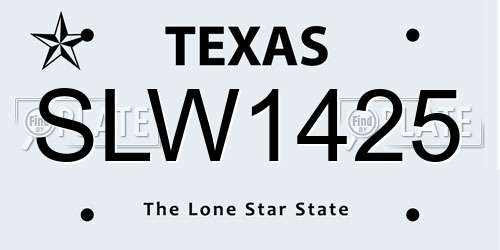 SLW1425 Texas License Plate