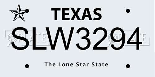 SLW3294 Texas License Plate