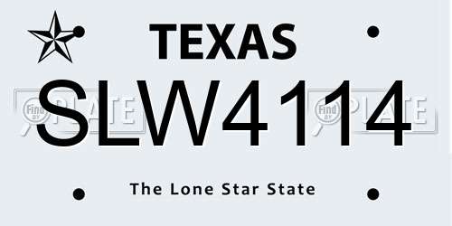 SLW4114 Texas License Plate
