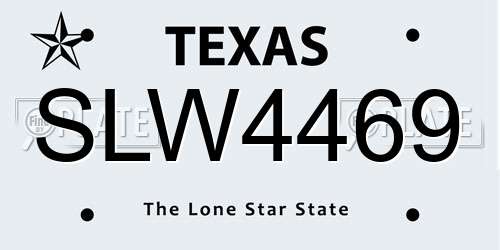 SLW4469 Texas License Plate