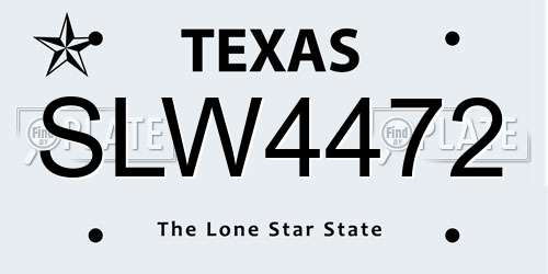 SLW4472 Texas License Plate