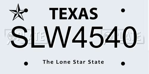 SLW4540 Texas License Plate
