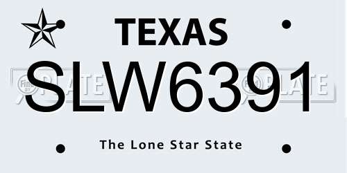 SLW6391 Texas License Plate