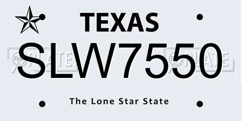 SLW7550 Texas License Plate