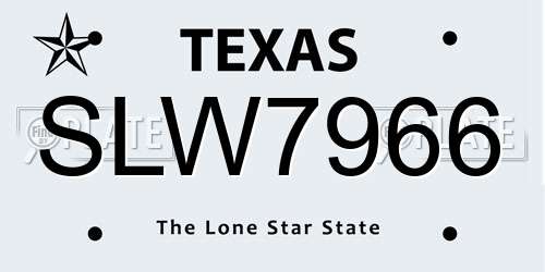 SLW7966 Texas License Plate