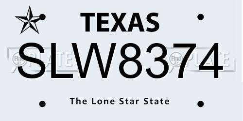 SLW8374 Texas License Plate