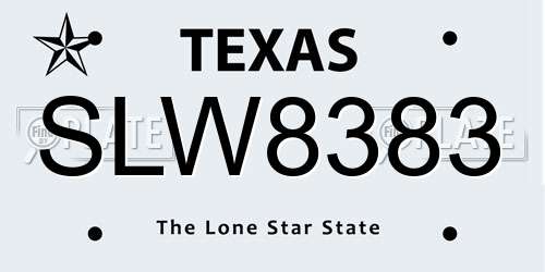 SLW8383 Texas License Plate