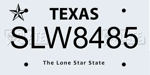 SLW8485 Texas License Plate