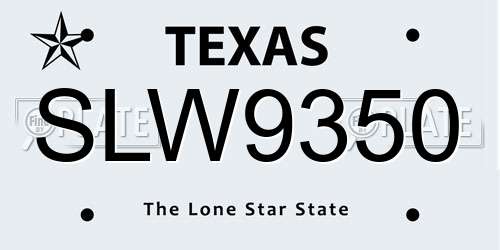 SLW9350 Texas License Plate
