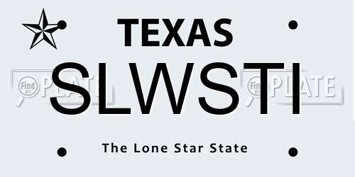 SLWSTI Texas License Plate