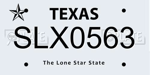 SLX0563 Texas License Plate