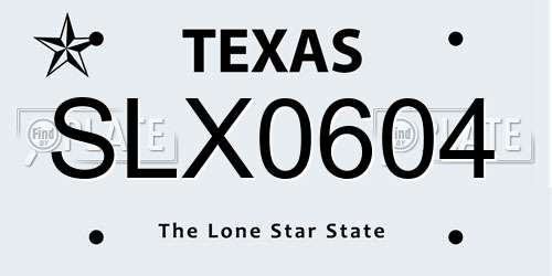 SLX0604 Texas License Plate