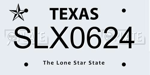 SLX0624 Texas License Plate