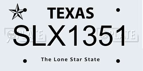 SLX1351 Texas License Plate