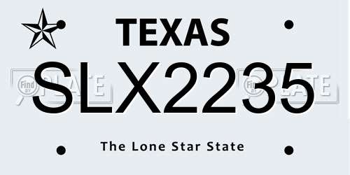 SLX2235 Texas License Plate