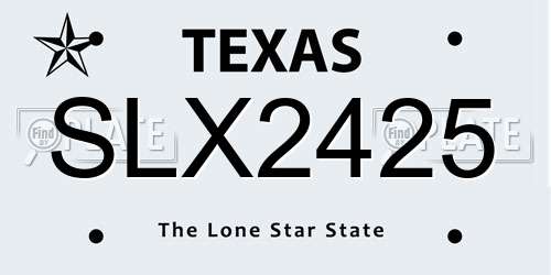 SLX2425 Texas License Plate