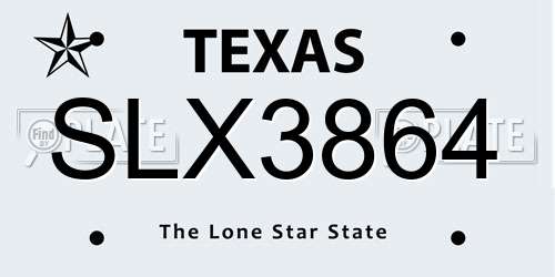 SLX3864 Texas License Plate