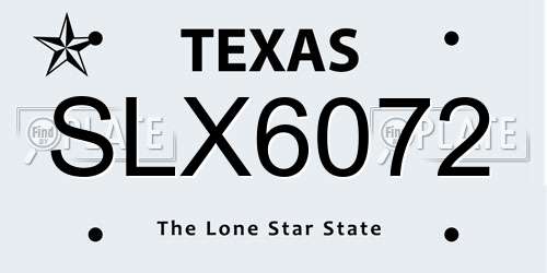 SLX6072 Texas License Plate