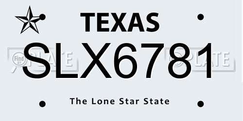 SLX6781 Texas License Plate