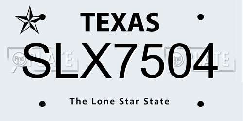 SLX7504 Texas License Plate