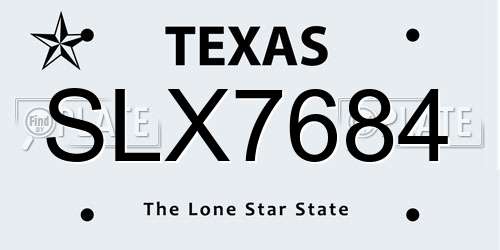 SLX7684 Texas License Plate