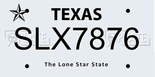 SLX7876 Texas License Plate