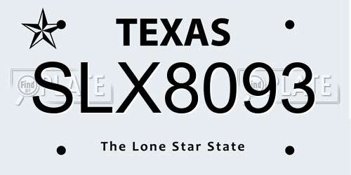 SLX8093 Texas License Plate