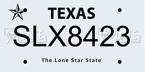 SLX8423 Texas License Plate
