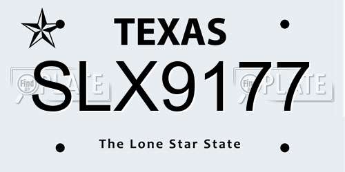 SLX9177 Texas License Plate
