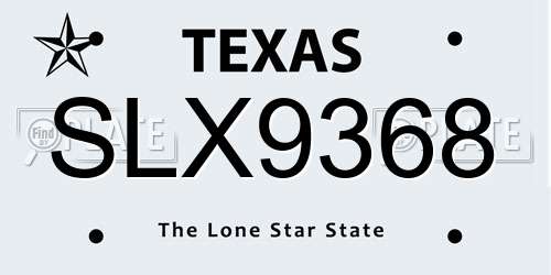 SLX9368 Texas License Plate