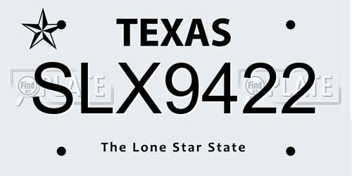 SLX9422 Texas License Plate