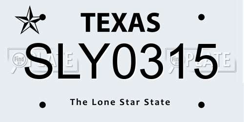 SLY0315 Texas License Plate
