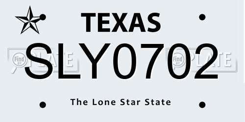 SLY0702 Texas License Plate