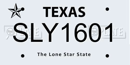 SLY1601 Texas License Plate