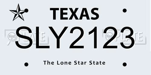 SLY2123 Texas License Plate