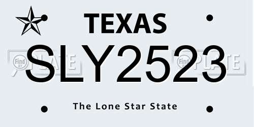 SLY2523 Texas License Plate