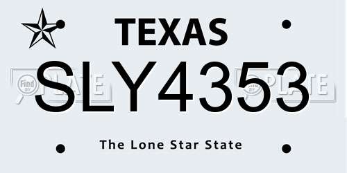SLY4353 Texas License Plate