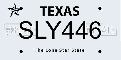 SLY446 Texas License Plate