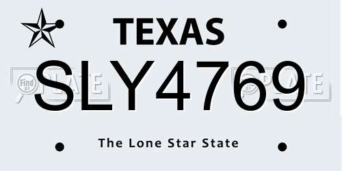 SLY4769 Texas License Plate