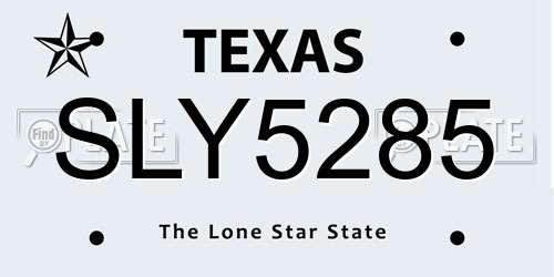 SLY5285 Texas License Plate