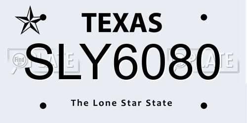 SLY6080 Texas License Plate