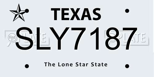 SLY7187 Texas License Plate