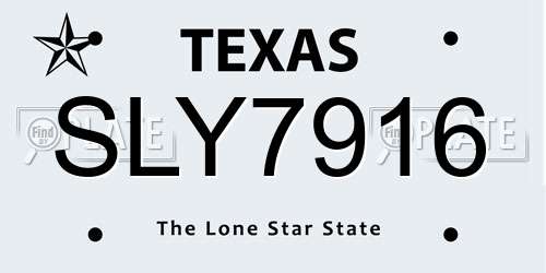 SLY7916 Texas License Plate