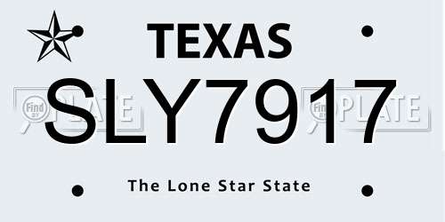 SLY7917 Texas License Plate