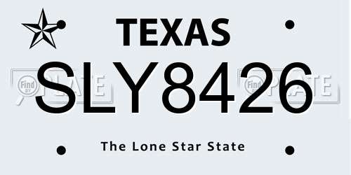 SLY8426 Texas License Plate